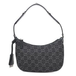 GUCCI Black Leather Horsebit Shoulder Bag